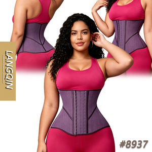 LANGQIN 19 Memory Steel Bone Waist Cincher <b>Corset</b> Breathable Hole <b>Latex</b> Shapewear 3 Rows Hook Waist Trainer for Workout Sports - Product Image 1