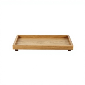 Oak Wood Japanese Style Rectangular Eco-Friendly Serving Tray Minimalist Design <b>Block</b> <b>Corner</b> Feet Hotel Restaurant OEM Vietnam - Product Image 1