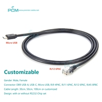 Personalizado RJ12 6P6C a USB2.0 TTL RS232 FTDI Chip Cable de teléfono serie RJ9 4P4C RJ11 6P4C Socket para POS PLC Control de programa