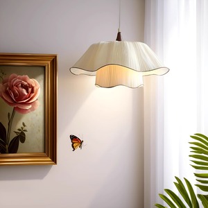 โคมไฟแขวนผ้าสไตล์วินเทจสุดหรู พร้อมจีบระบายทรงกลม ใช้หลอดไฟ LED E27 สำหรับบ้าน ห้องนอน ห้องรับประทานอาหาร - Product Image 3