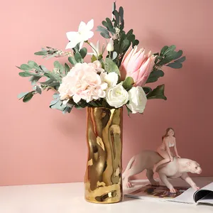 Licht Luxe Keramische Vaas Decor Gift Voor Bruiloft Keramische Tafelblad Decoratieve Witte Vazen Voor Home Decor
