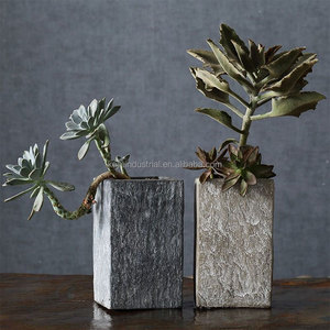 Cemento rettangolare imitata in legno aiuola combinazione vaso per piantare moderna semplice scatola da giardino paesaggistica in calcestruzzo - Product Image 5