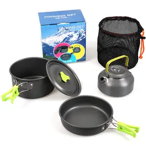 Outdoor Potset Met Accessoire Set Potcombinatie Aluminiumoxide Materiaal Draagbare Camping Set Pot Theepot