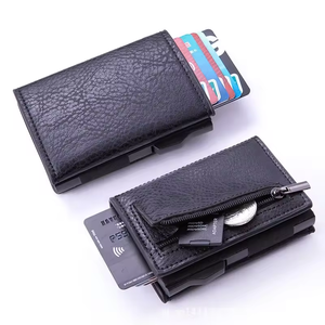 Portafoglio intelligente antifurto da uomo <span class=keywords><strong>portacarte</strong></span> RFID porta carte di credito con portamonete portamonete in pelle con modello solido portafoglio regalo - Product Image 1