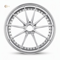 Jantes de voiture sportives forgées en deux parties, chromées polies, multi-rayons, à déport profond, à lèvre rivetée, pour le marché secondaire, fourniture concessionnaire