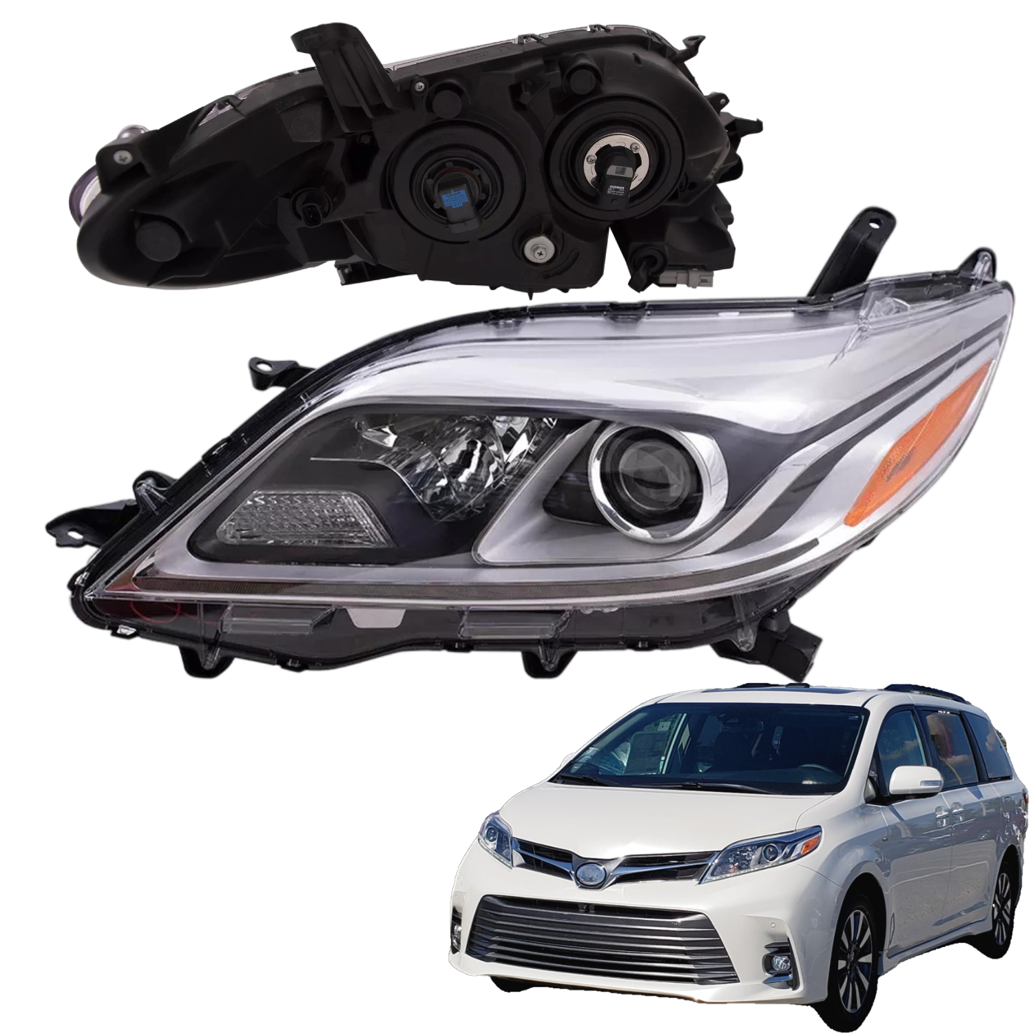 2-Pack Headlight Assembly Halogen Headlamps Replacement For Sienna 2011-2020 Left And Right - View #7