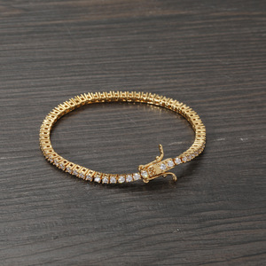 2Mm <b>Copper</b> Full Zirconium Tennis Chain, Single-row <b>Bracelet</b>, Hip-hop <b>Bracelet</b>. Tanjing Fashion Lijing Necklace - Product Image 1