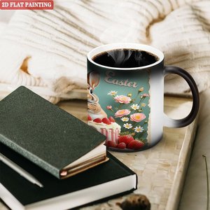 Heat Changing Mug 11oz Frosted Black Ceramic Magic Daily Use <b>Cup</b> <b>Easter</b> Design - Product Image 3