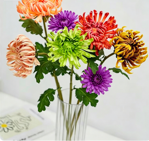 Fleur artificielle haut <span class=keywords><strong>de</strong></span> gamme LUYI, dahlia/chrysanthème vert à tige unique en PU, toucher réel, pour mariage, Saint-Valentin, Noë<span class=keywords><strong>l</strong></span>, décoration intérieure - Product Image 1