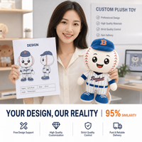 Mascotte en peluche de baseball, conception de personnages OEM ODM, commande en gros, usine de jouets en peluche, merchandising de marque, vente en gros d'animaux en peluche