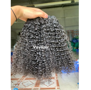 Cheveux humains vierges vietnamiens double bouclés de 16 pouces à bon prix, avec double trame, vente en gros - Product Image 1
