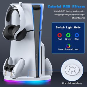 Station de charge pour <span class=keywords><strong>manette</strong></span> PS5 avec éclairage RGB ambiant Type-C, support de charge rapide pour console PS5, en plastique - Product Image 4