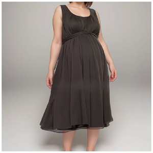 Cómodo y transpirable negro hasta la rodilla vestido de maternidad con cuello en V estilo liso estilo casual uso diario con cintura natural - Product Image 3