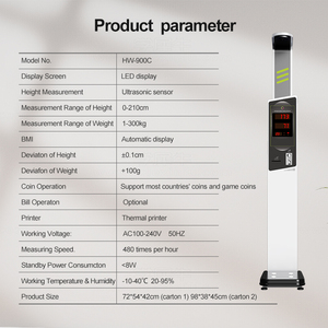 Báscula Médica Ultrasónica de Altura y <span class=keywords><strong>Peso</strong></span> HW-900C con Cálculo de IMC, Pantalla LED, Personalización OEM/ODM, Precisión de 0.1 kg - Product Image 4
