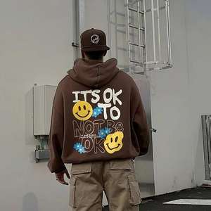 Sudadera con capucha de lana casual para hombre, corte regular, color liso, estampado digital, cortavientos, invierno, ODM, teñido liso, con cuentas - Product Image 1