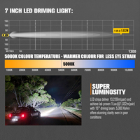 Projecteurs LED de Voiture Ronds LIGHTFOX Étanche en Aluminium 7 Pouces, Phares de Conduite et Spotlights Offroad pour Pare-Chocs de Camion 4x4