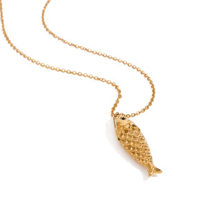 Collar con Colgante de Pez Koi en Acero Inoxidable Chapado en Oro de 18k, Diseño del Zodiaco Animal, Joyería para Uso Diario - Product Image 5
