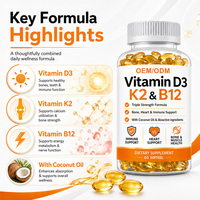 Capsules de Vitamine D3 K2 B12 en Gélules Souples – Fabricant OEM ODM Marque Privée – Haute Puissance Naturelle pour Adultes et Adolescents – Soutien Immunitaire, Osseux et Cardiaque