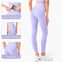 Leggings de yoga taille haute personnalisés pour femmes, sans couture avant, avec poche discrète, effet push-up, extensibles, pour entraînement et fitness, fournisseur OEM ODM