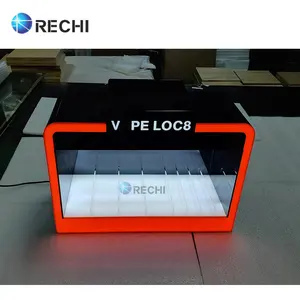 RECHI Personalizado Iluminado Acrílico Cigarro Armazenamento Display Stand Cabinet para Smoke Tobacco Shop Perspex Display Showcase