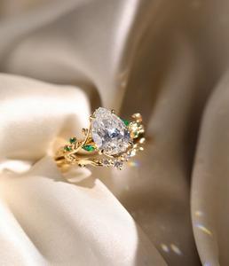 แหวนเพชรทรงลูกแพร์ที่ได้รับการรับรองจาก IGI สำหรับผู้หญิง ทอง 14K 18K สีขาว สีเหลือง สีโรสโกลด์ แหวนหมั้น แหวนแต่งงาน เครื่องประดับเจ้าสาวสุดหรู - Product Image 1