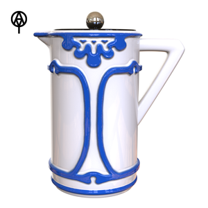 Vente en gros Cafetière à presse française en céramique faite à la main sur mesure avec motif en relief bleu Pot à café en porcelaine de style <span class=keywords><strong>vintage</strong></span> - Product Image 1
