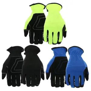 Elastic Cuff Padded Palm Synthetic Leather Foam Pad Joint Impact Resistant Mechanical Anti Vibration Gloves Custom Made