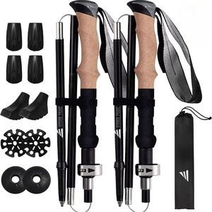 Bastones de Senderismo Ajustables de Aluminio 7075, Bastones Nórdicos con Empuñaduras de EVA y Corcho para Camping y Excursionismo - Product Image 1