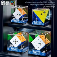 MoYu Custom Meilong 3M Boîte d'emballage transparente 3x3 Speed Cube Magnetic Fidget Toy Professional Stickerless Magnets Magic Cube