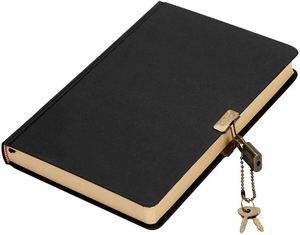 Hot Sale <b>Planner</b> Custom Printing Black Cover Cream Inner Pages Hardcover Leather <b>Journal</b> Notebook with Password Lock Gift - Product Image 2