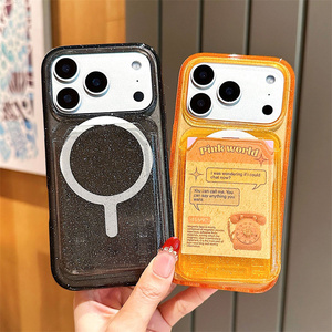เคสโทรศัพท์แบบกระเป๋าใส่บัตรแม่เหล็กไล่สีกลิตเตอร์ สำหรับ iPhone 17 16 15 14 Pro Max  แบบใส IMD Ombre  ฝาหลังแบบกล่อง - Product Image 2