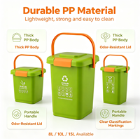 Poubelle de recyclage portable en PP avec couvercle rabattable et poignée de transport, 8L 10L 15L, poubelle de tri pour la maison et la cuisine