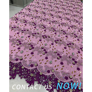 우아한 결혼식과 이브닝 가운을위한 반짝이는 크리스탈 자수가있는 절묘한 신부 레이스 원단 프리미엄 브로케이드 - Product Image 2