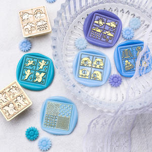 Sello de cera de cuatro cuadrículas de la serie Grid, cabezal de latón macizo con grabado decorativo - Product Image 3