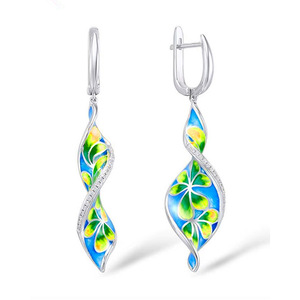 Orecchini Pendenti a Spirale Colorati a Forma di Quadrifoglio per Donne, Eleganti Gioielli di Moda Pastorale - Product Image 1