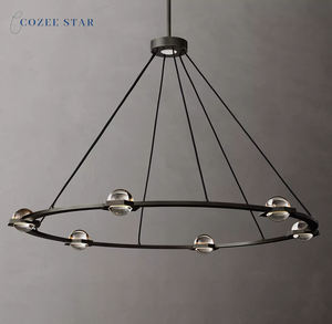 Cozee Eclatant Moderne LED Lustre En Cristal Laiton Anneau Pendentif Luminaire pour Salon Cuisine Îlot Comprend Projet - Product Image 3