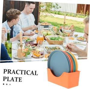 จานอาหารปลอดสาร BPA เป็นมิตรกับสิ่งแวดล้อม ใช้กับเครื่องล้างจานและไมโครเวฟได้ รูปทรงกลมสไตล์ Ins ชุดจานอาหารสำหรับใช้ในบ้าน - Product Image 3