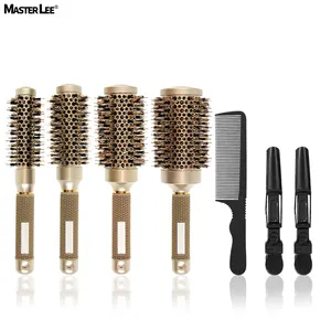 Factory Masterlee luxury boar bristle hair brush ceramic hair brush cutting combs and hair clips set curling comb