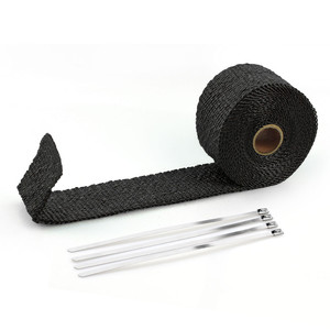 Bande isolante thermique pour échappement Lingsheng noire, 5 m, tissu insonorisant pour moto avec attaches - Product Image 1