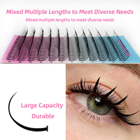 Extensions de cils DIY, courbure D, longs cils effet fée, 12 rangées, 18-26mm, en fibres synthétiques, pour salon et usage domestique