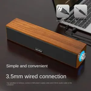 Haut-parleur portable en bois rétro filaire Bluetooth pour TV et ordinateur, stéréo 360 HIFI, double haut-parleur, basses puissantes, écho mural, haut-parleur de bureau - Product Image 4