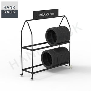 عرض متجر للإطارات مع عجلات للعجلات عرض ترويجي لإطارات العجلات حامل لإطارات محمول للتخزين - Product Image 3