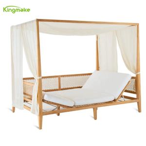 Kingmake Villa Hotel Patio al aire libre cama de día con dosel al aire libre camas de cabaña con madera de teca lujo moderno tumbona muebles de puerta exterior - Product Image 5