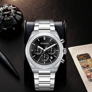 Venta al por mayor de los hombres de acero inoxidable Correa Cronógrafo Relojes de cuarzo Excelente valor de la moda de negocios Casual Calendario 43mm Hecho - Product Image 1