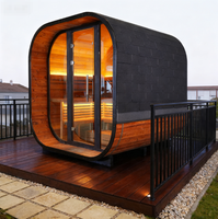 Nouveau design de sauna extérieur traditionnel en cèdre rouge, électrique, pour 2 personnes, 6 kW, panneau de commande informatique avec bain de glace