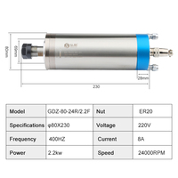 Kit de broche CNC 2,2 kW ER11 ER20 avec variateur de fréquence, pompe à eau et pince de broche, pour machine de perçage multiple et routeur CNC