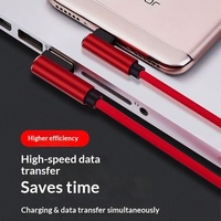 Kabel Data Tipe C Double Elbow Tekstur Kain Tenun USB Universal untuk Pengisian Daya dan Transfer Data Ponsel