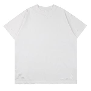 Nuovo cotone Wash girocollo uomo e donna manica corta 300g per fare vecchi buchi t-shirt allentata - Product Image 4