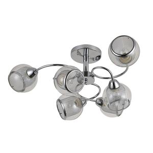 Lampada cromata con 6 luci e27, dimensioni 26x68x68 cm, ideale per illuminare spazi moderni e decorare con stile. - Product Image 1