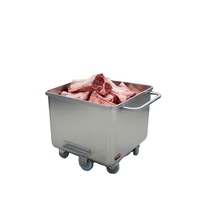 Chariot de transport mobile robuste et antirouille en acier galvanisé pour viande et aliments, facile à nettoyer, pour l'industrie de l'abattage